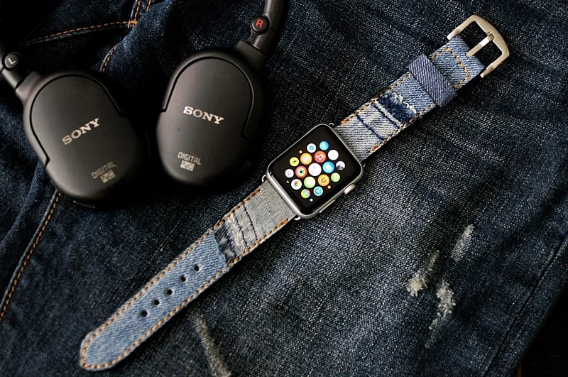 Handmade Jeans Strap incl. Lugs Adapter for Apple Watch (or Apple Watch Sport) 42mm or 38mm – image 3